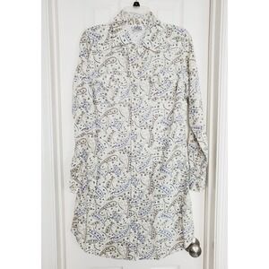 Cowgirl Justice Western Shirt White Paisley Pearl Snap Long Sleeve Cotton Med